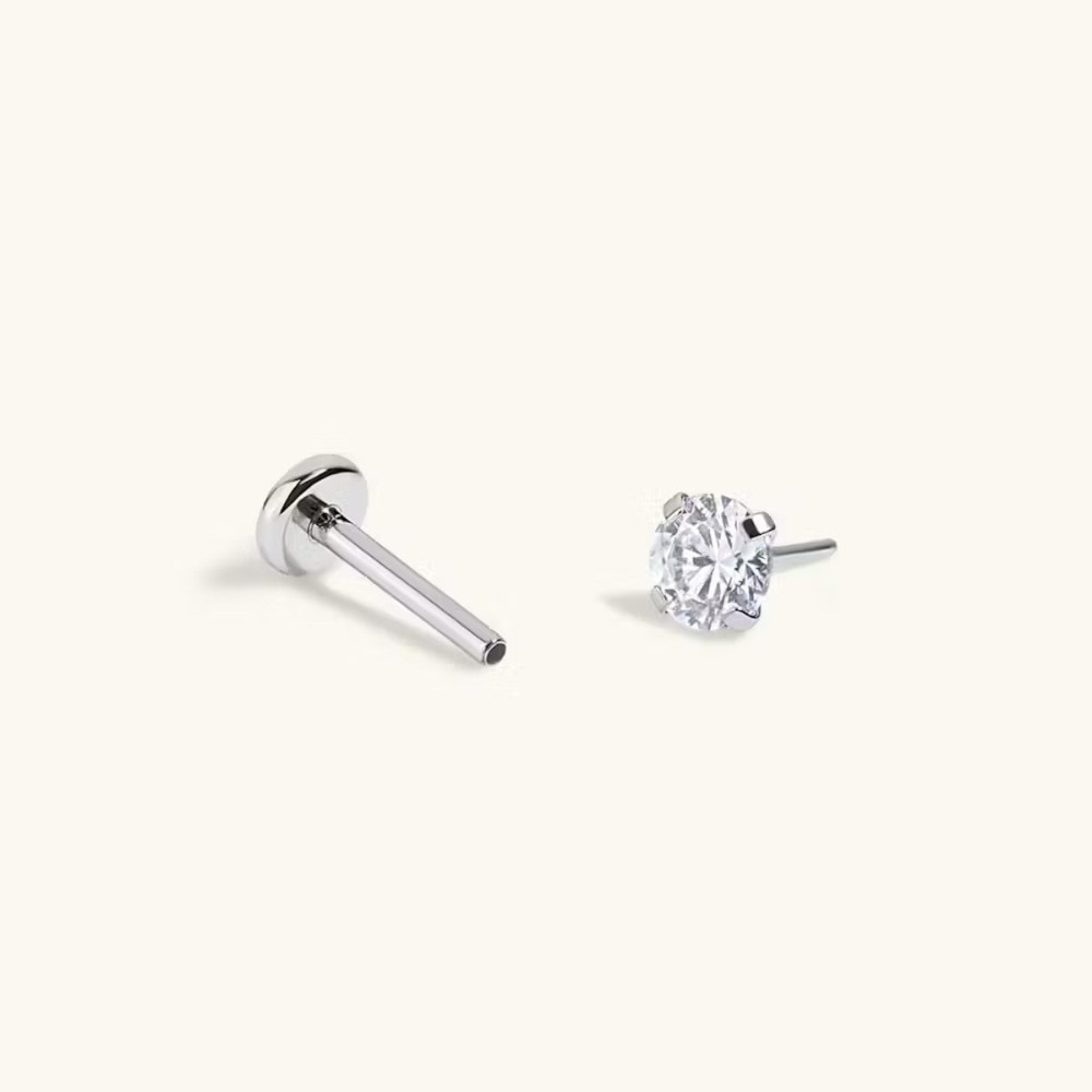 Maison Miru Flat Back Titanium Studs Designer Earrings‎ Crystal Nap 18g 3mm NWT - Picture 3 of 4